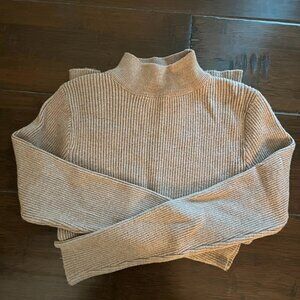Ribbed beige mockneck sweater, size XS/S